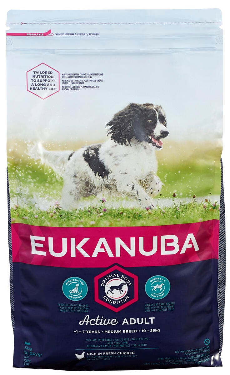 Eukanuba Dog Adult Medium 3kg Fôr