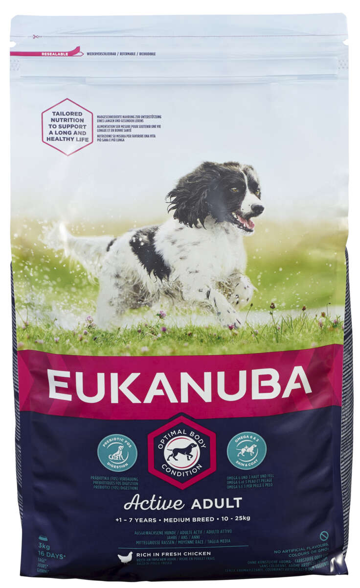 Eukanuba Dog Adult Medium 3kg Fôr