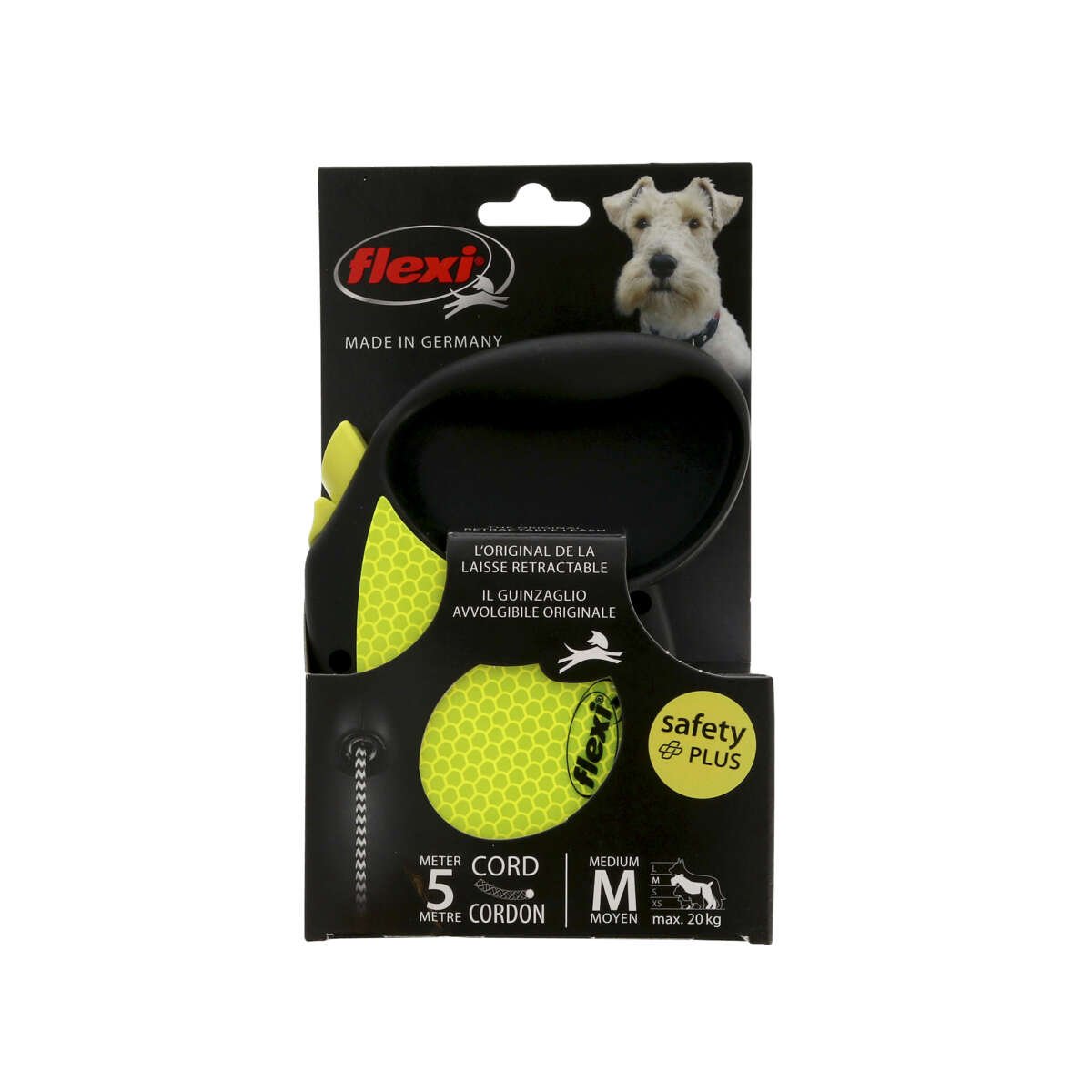 Flexi Neon Refleks Svart/Neon L 5m