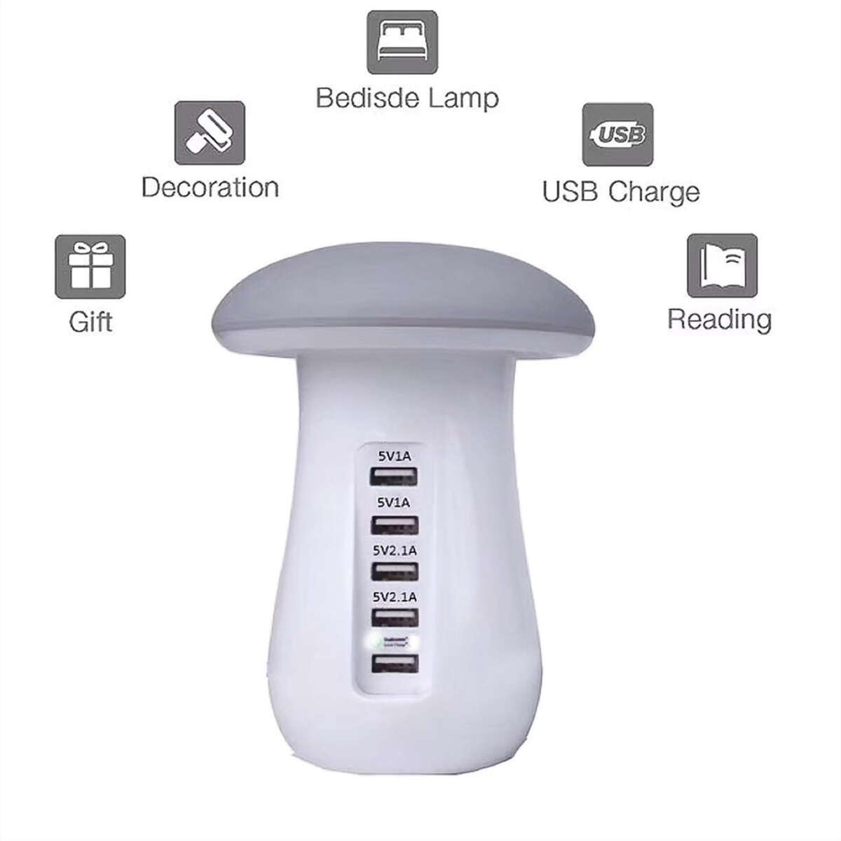 USB familielader/multilader med lys