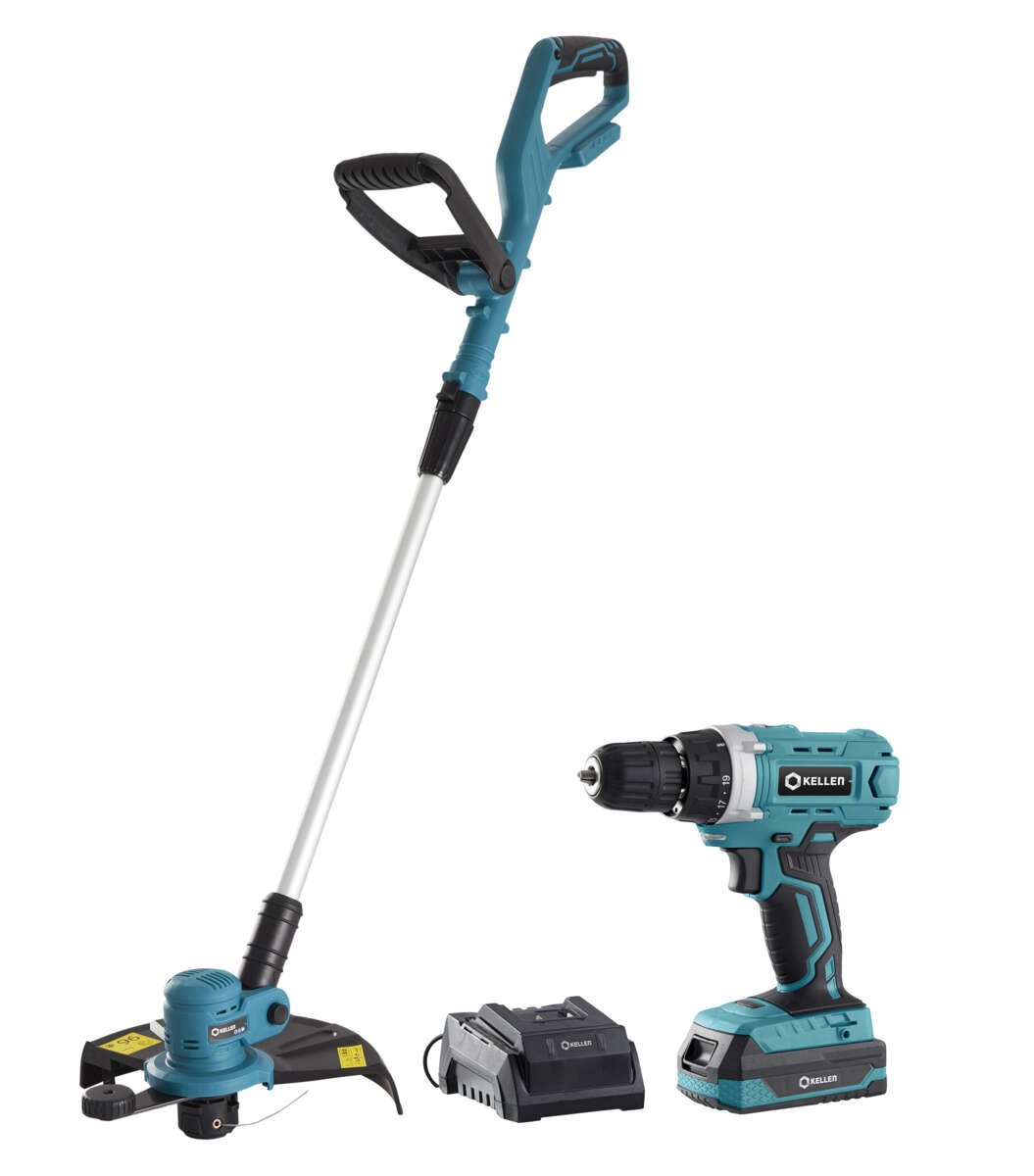 Kellen 18V drill og gresstrimmer m/batteri