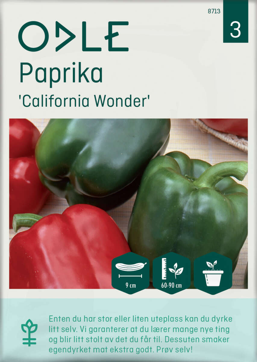 Odle 'California Wonder' paprika frø