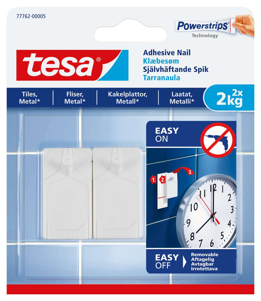 tesa® Powerstrips fliser og metall 2 kg limspiker 2-pk