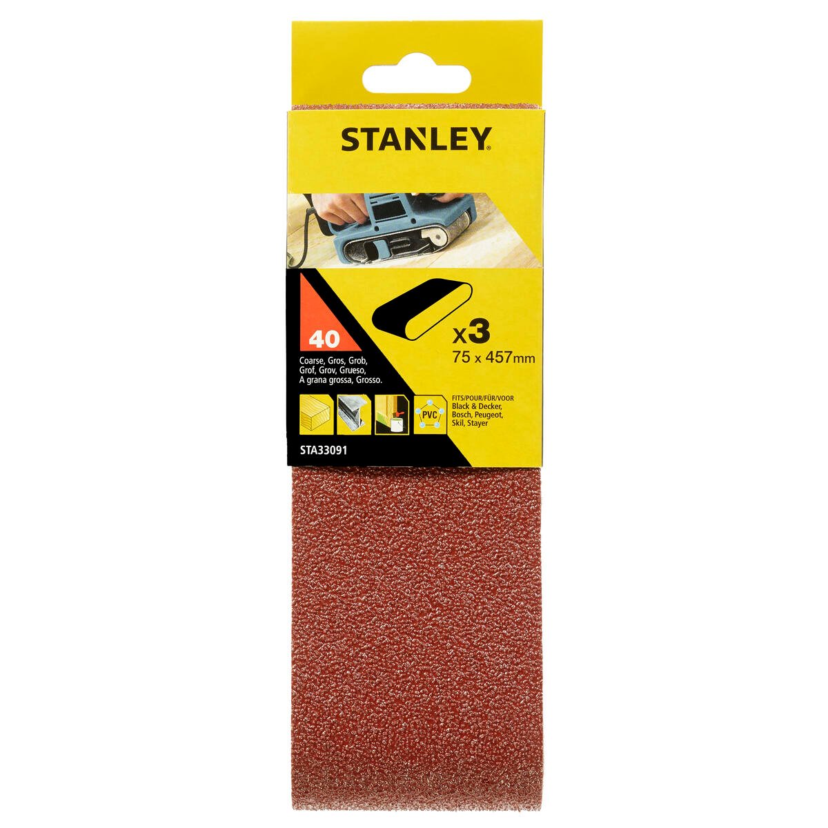 Stanley STA33091 slipebånd 3-pk