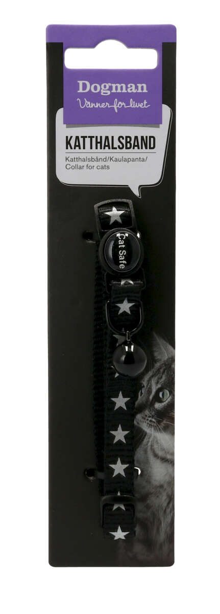 Dogman Kattehalsbånd Star Svart 10mm