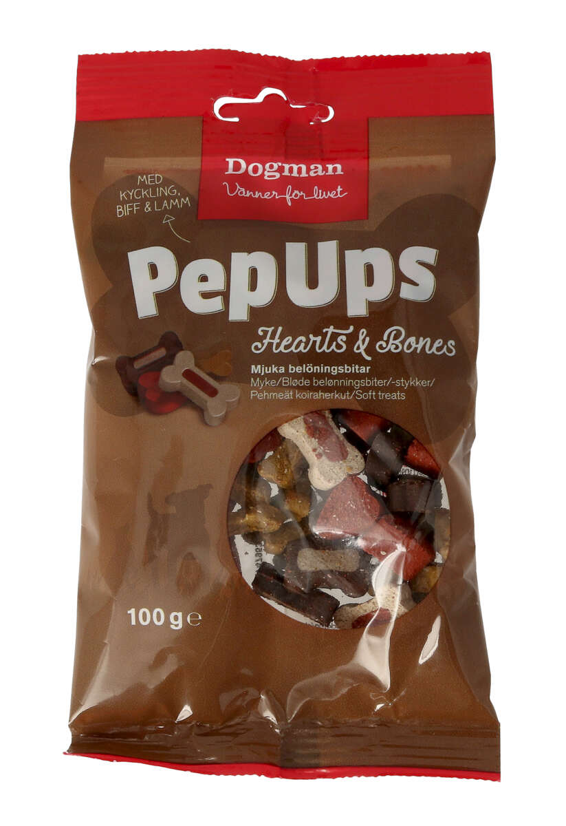 Dogman Pep Ups Hearts & Bones 100g