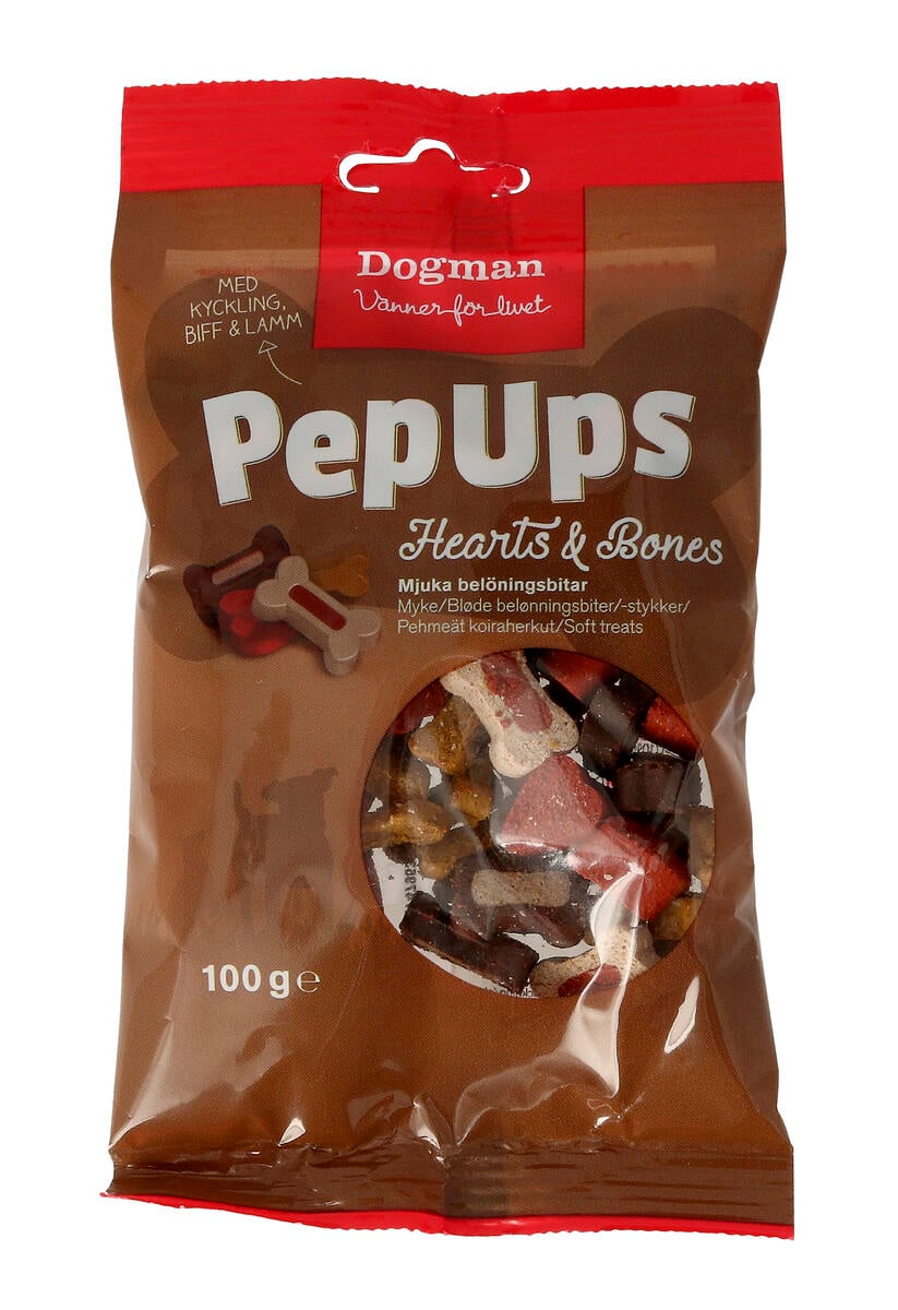Dogman Pep Ups Hearts & Bones 100g