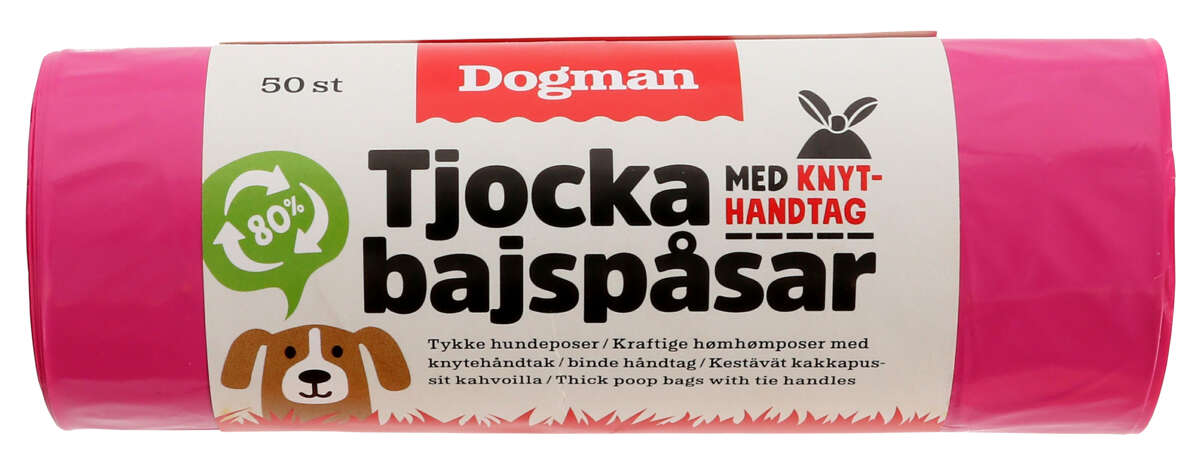 Hundepose med Håndtak Rosa 50stk