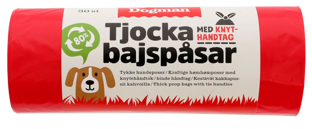 Dogman Hundeposer med Håndtak Rød 50stk