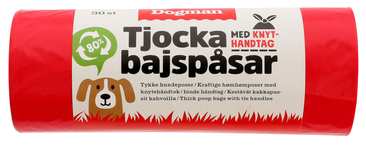 Dogman Hundeposer med Håndtak Rød 50stk