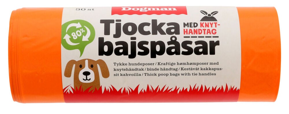 Hundepose med Håndtak Oransje 50stk