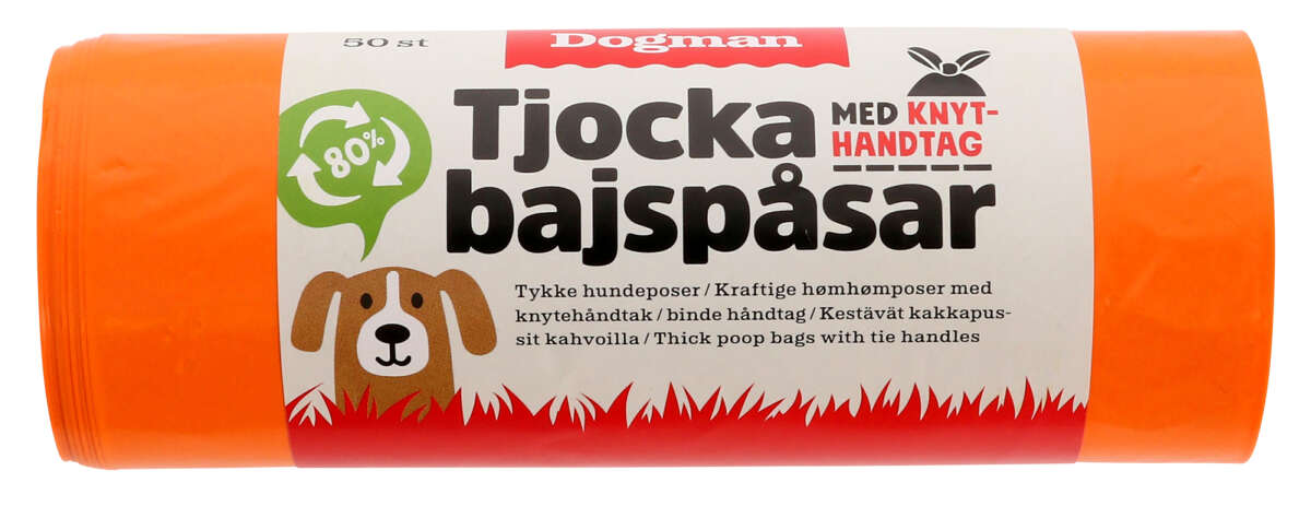 Hundepose med Håndtak Oransje 50stk