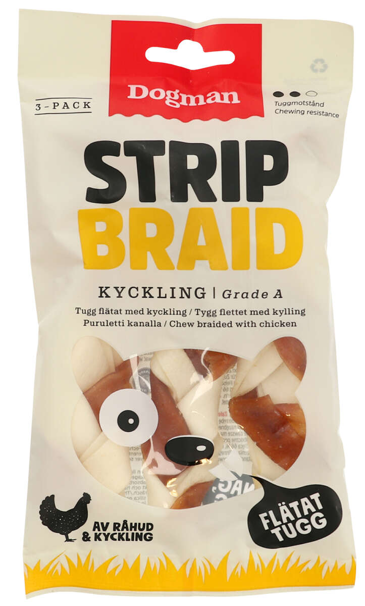 Dogman Kylling Strip Braid 3pk