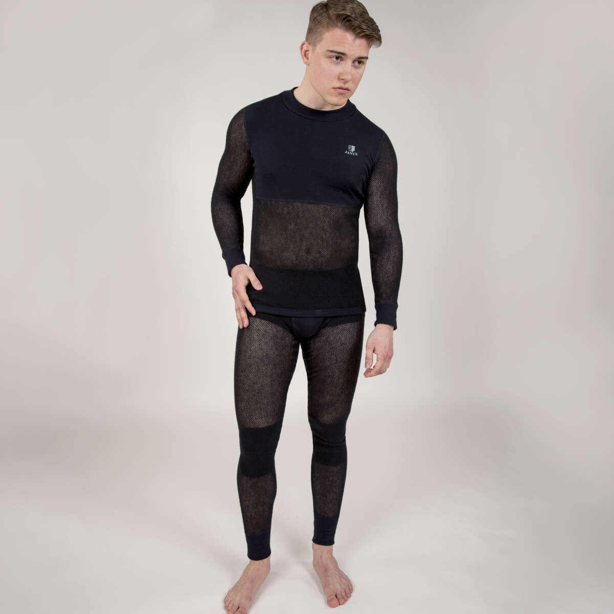 Janus Black Wool Mesh ullongs herre