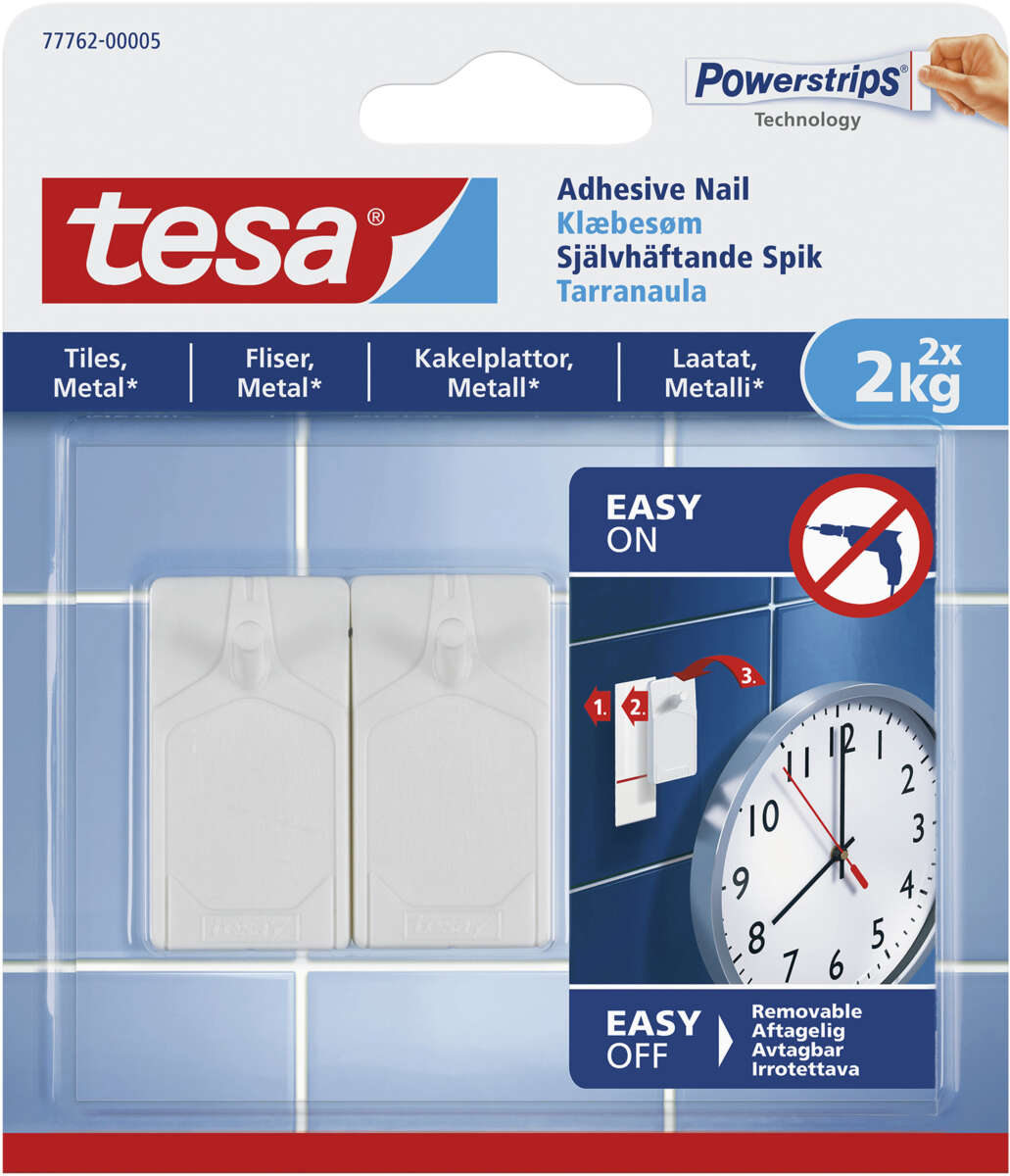 Tesa limspiker for fliser og metall 2 stk.