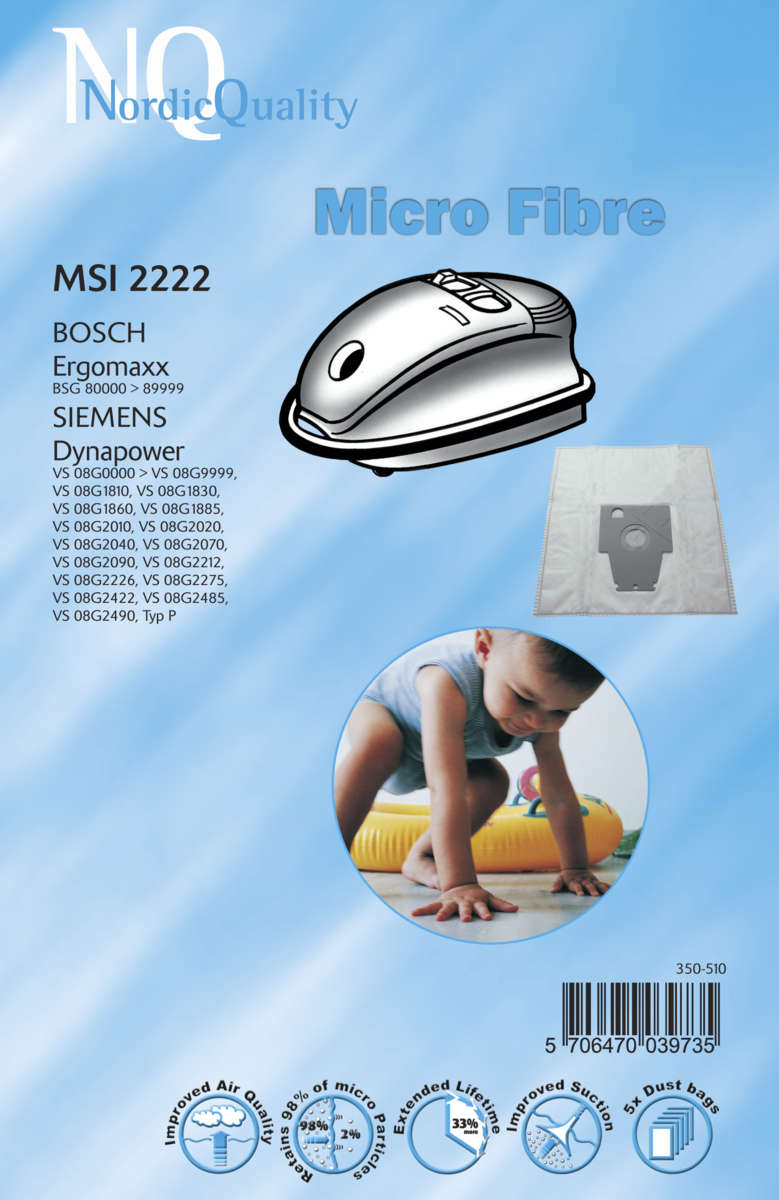 NQ MSI 2222 støvsugerposer
