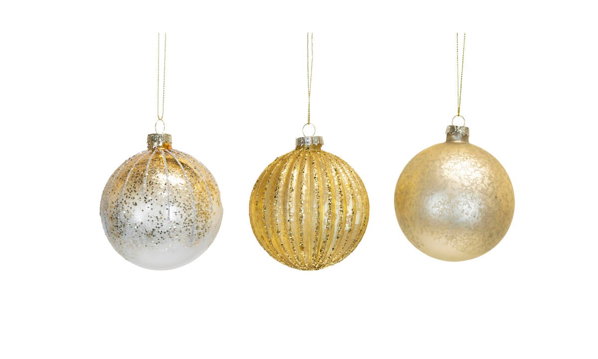 Gylden julekuler 3 pk