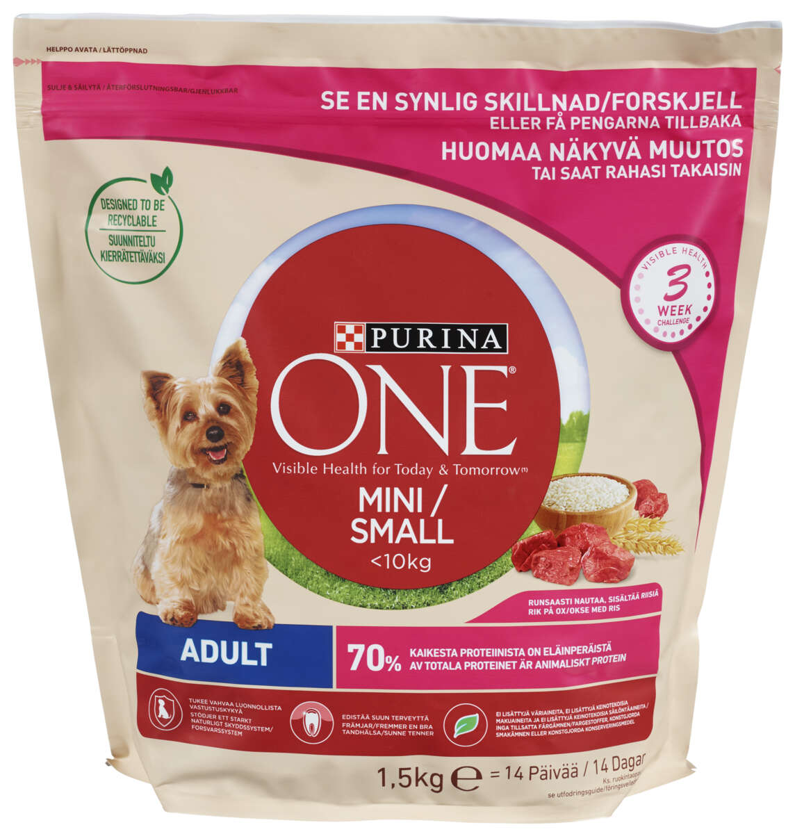 Purina One Small Dog Adult 1,5kg
