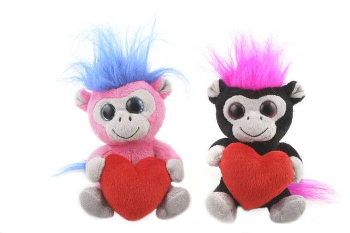 Apekatt med hjerte 13 cm