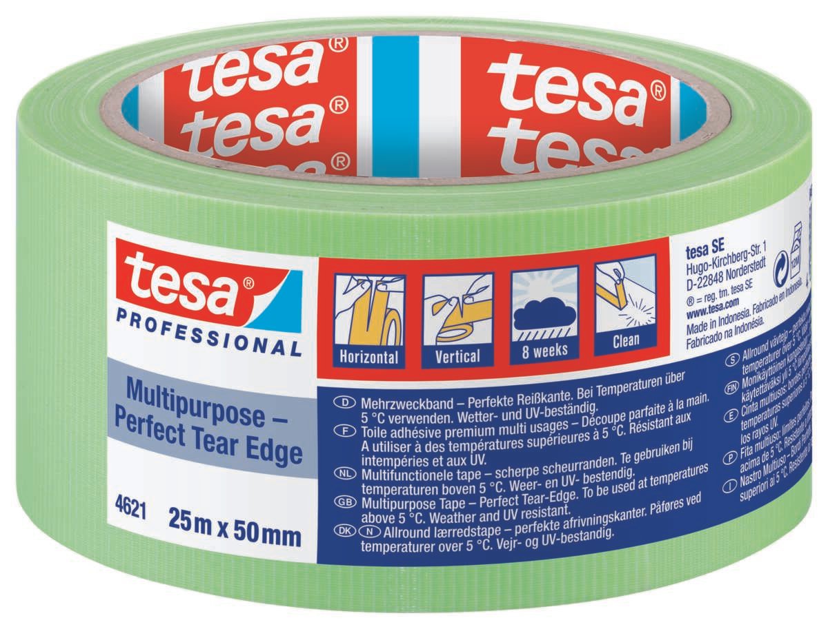 Tesa lerretstape allround 25x50mm grønn