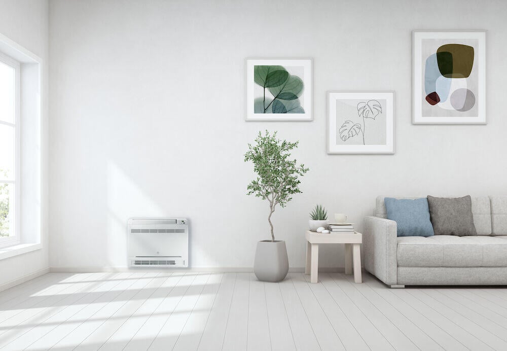 Wilfa Trysil Floor Comfort 6,5 kW varmepumpe gulvmodell, ferdig montert