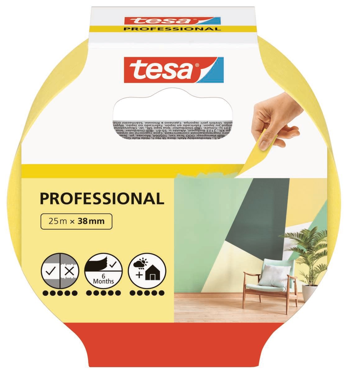 Tesa Malertape Professional Indoor Gul