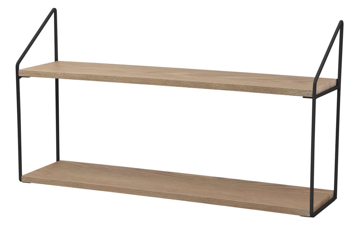 Day reol med 2 hyller, tre/sort