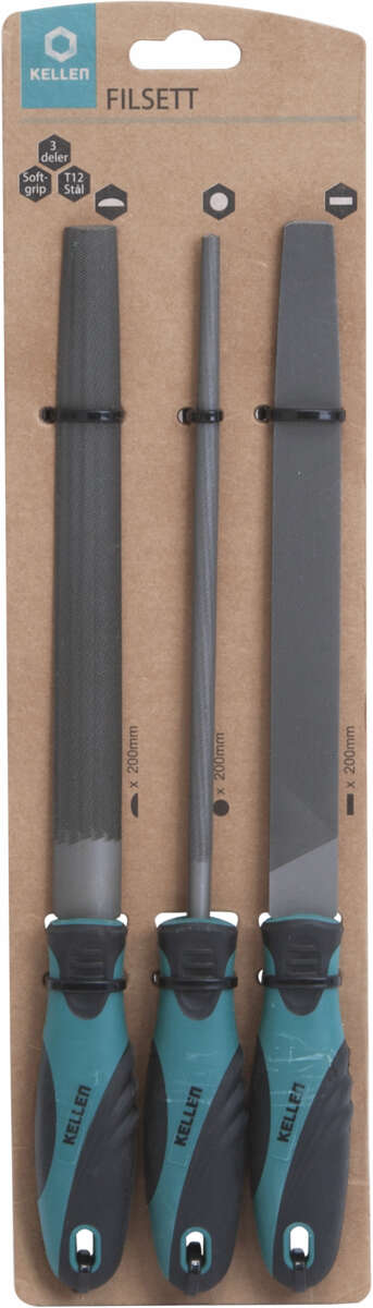 Kellen filsett stål 3 deler