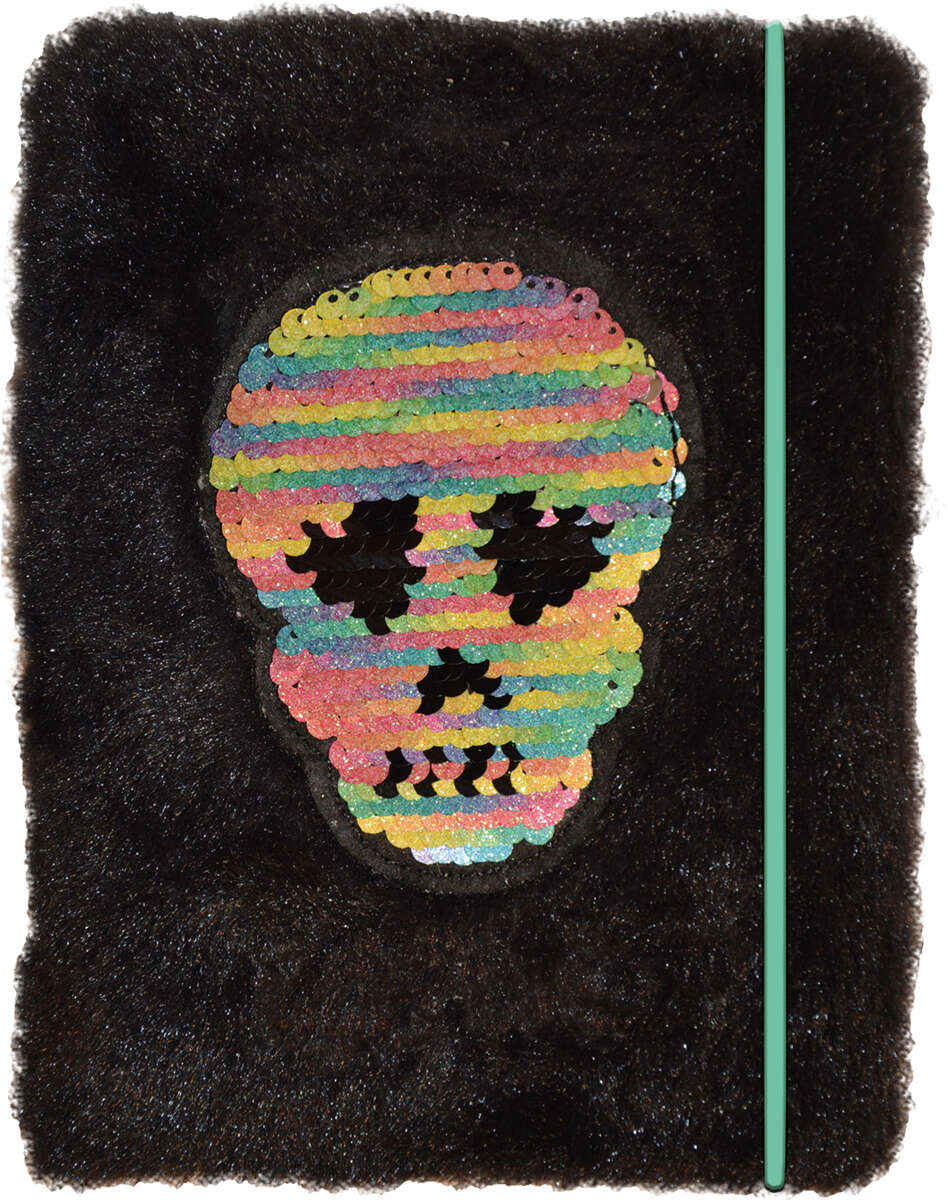 Notatbok med pels og dødninghode