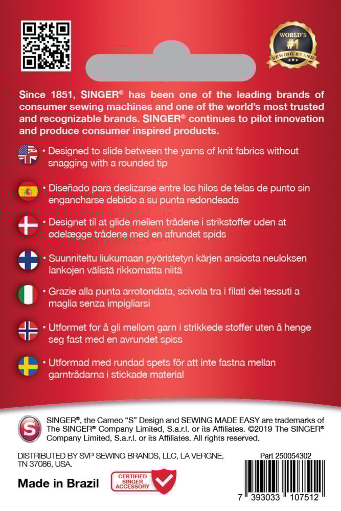 SINGER® Ball Point 80/12 nåler