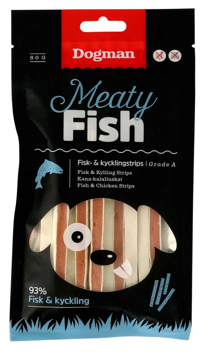 Dogman Meaty Fish Fisk og Kyllingstrips 80g
