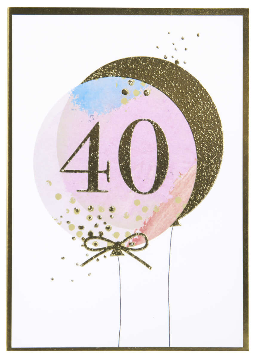 Kort 40 år Rosa/gull