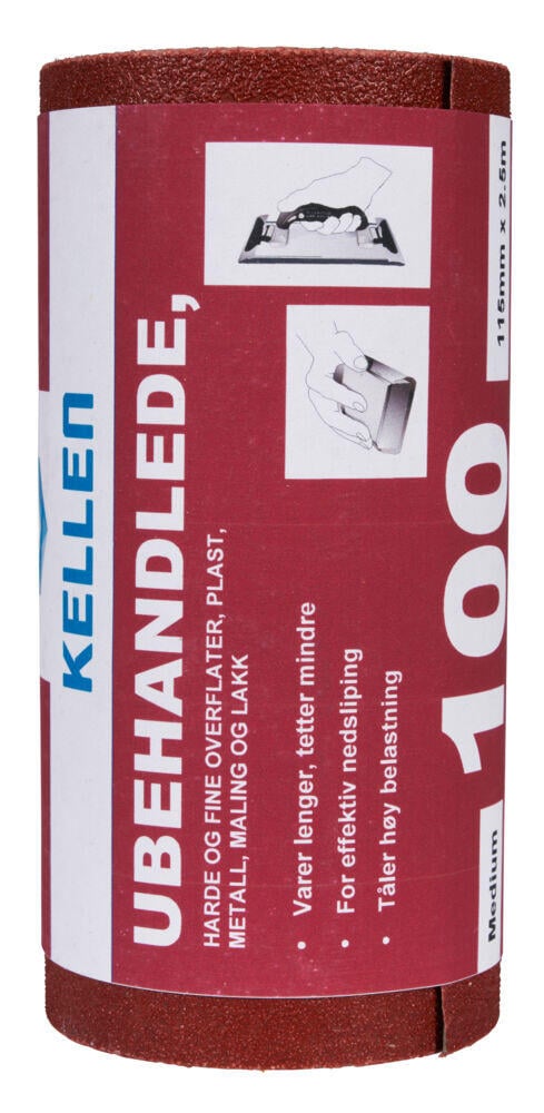 Slipepapir ubehandlede overflater 115 mm x 2,5 m