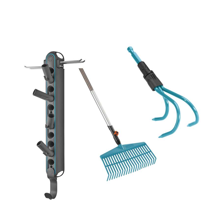 GARDENA Combisystem løvrive, kultivator, skaft & stativ