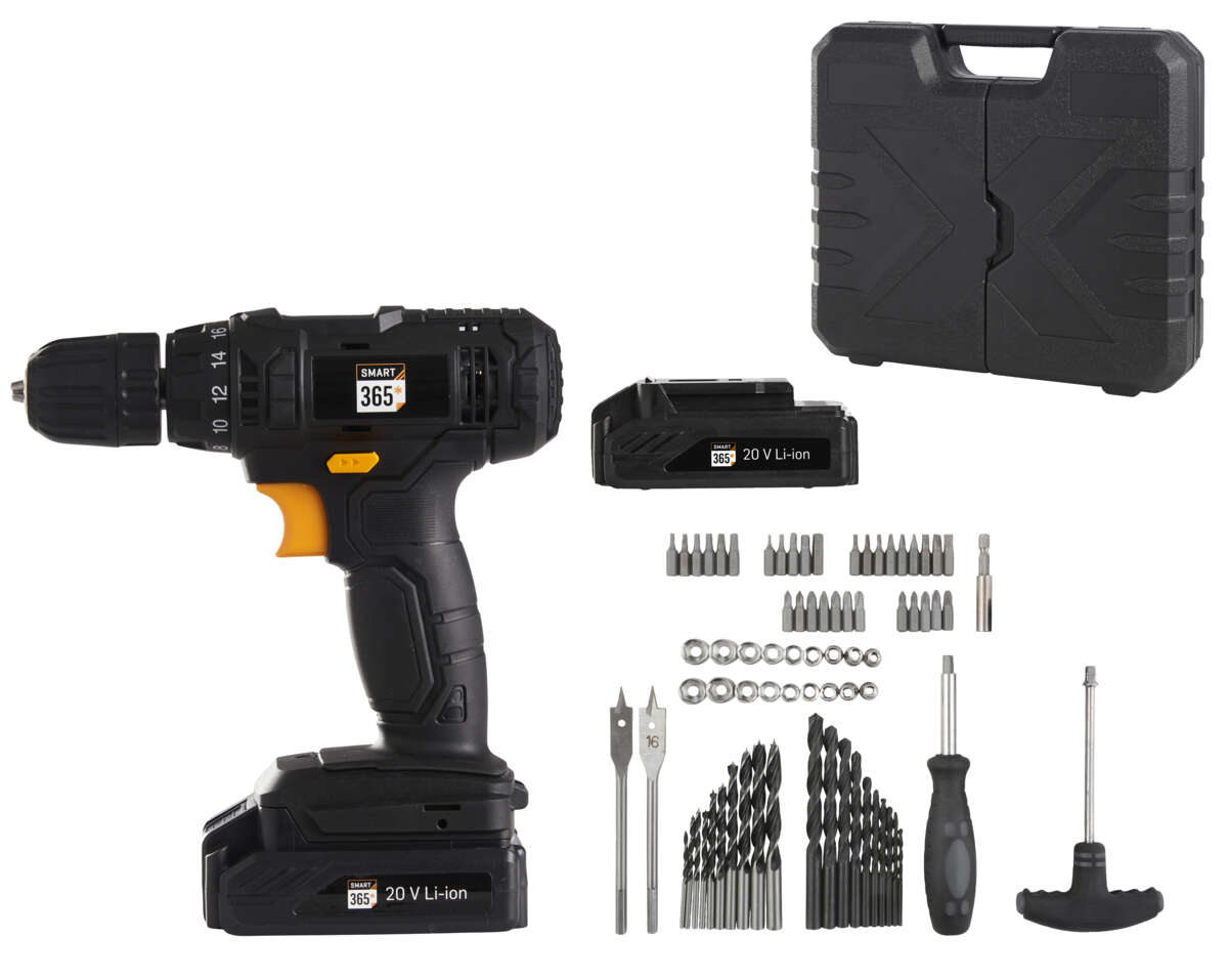 365 20V drill m/2 batterier og 79 stk tilbehør