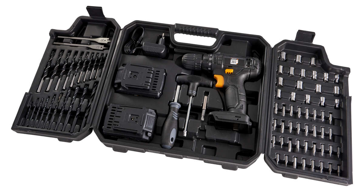 365 20V drill m/2 batterier og 79 stk tilbehør