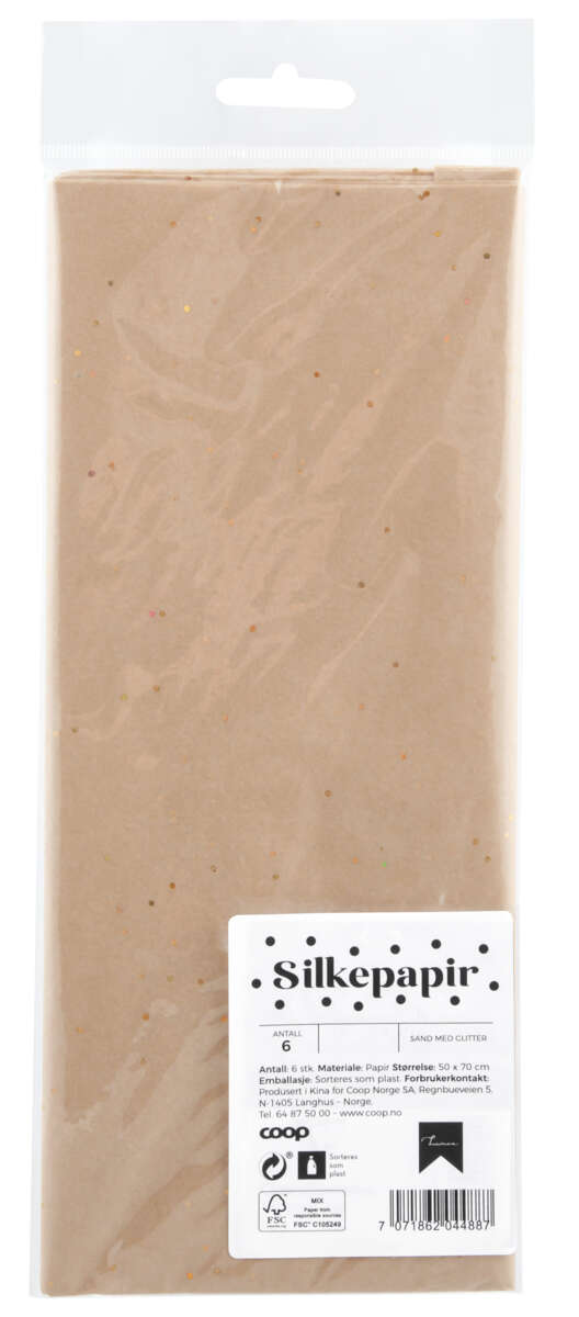 Silkepapir med glitter 6pk