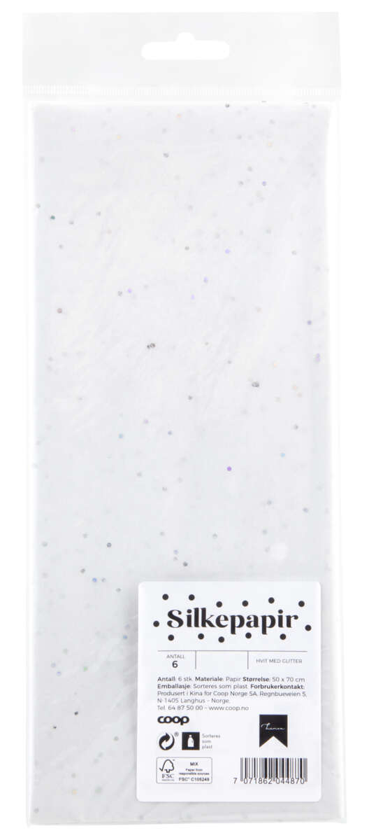 Silkepapir med glitter 6pk