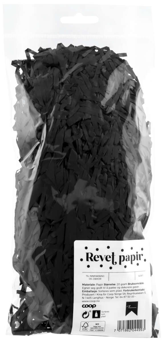 Revet papir sort