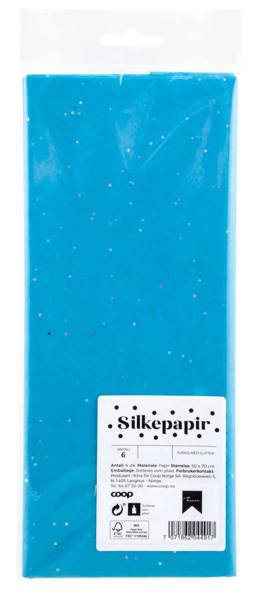Silkepapir med glitter 6pk