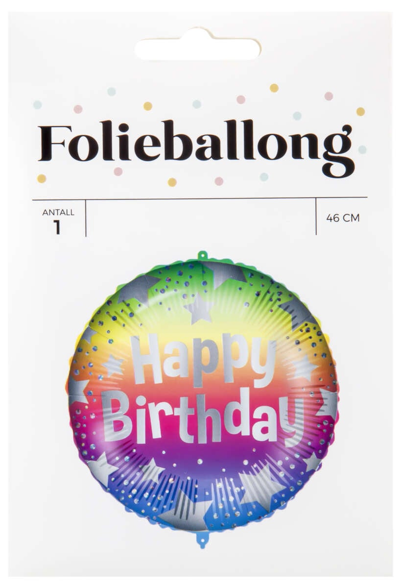 Folieballong Happy Birthday ø: 46 cm