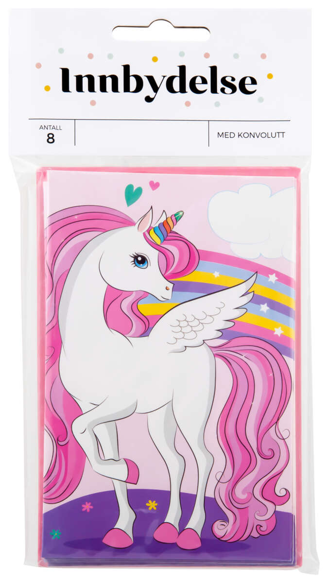 Innbydelseskort Enhjørning 8pk