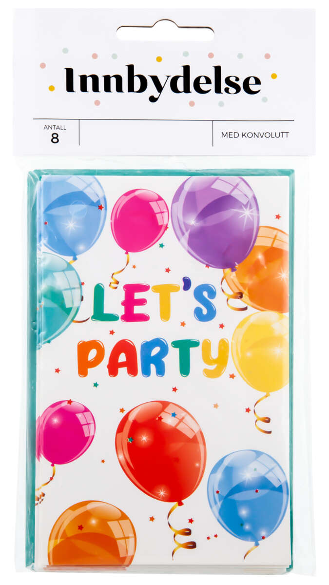 Innbydelseskort ballong 8pk