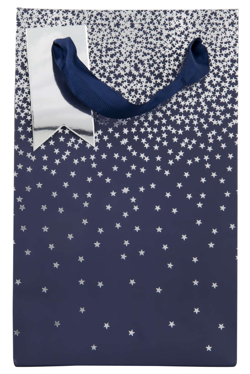 Gavepose liten Blå/sølv