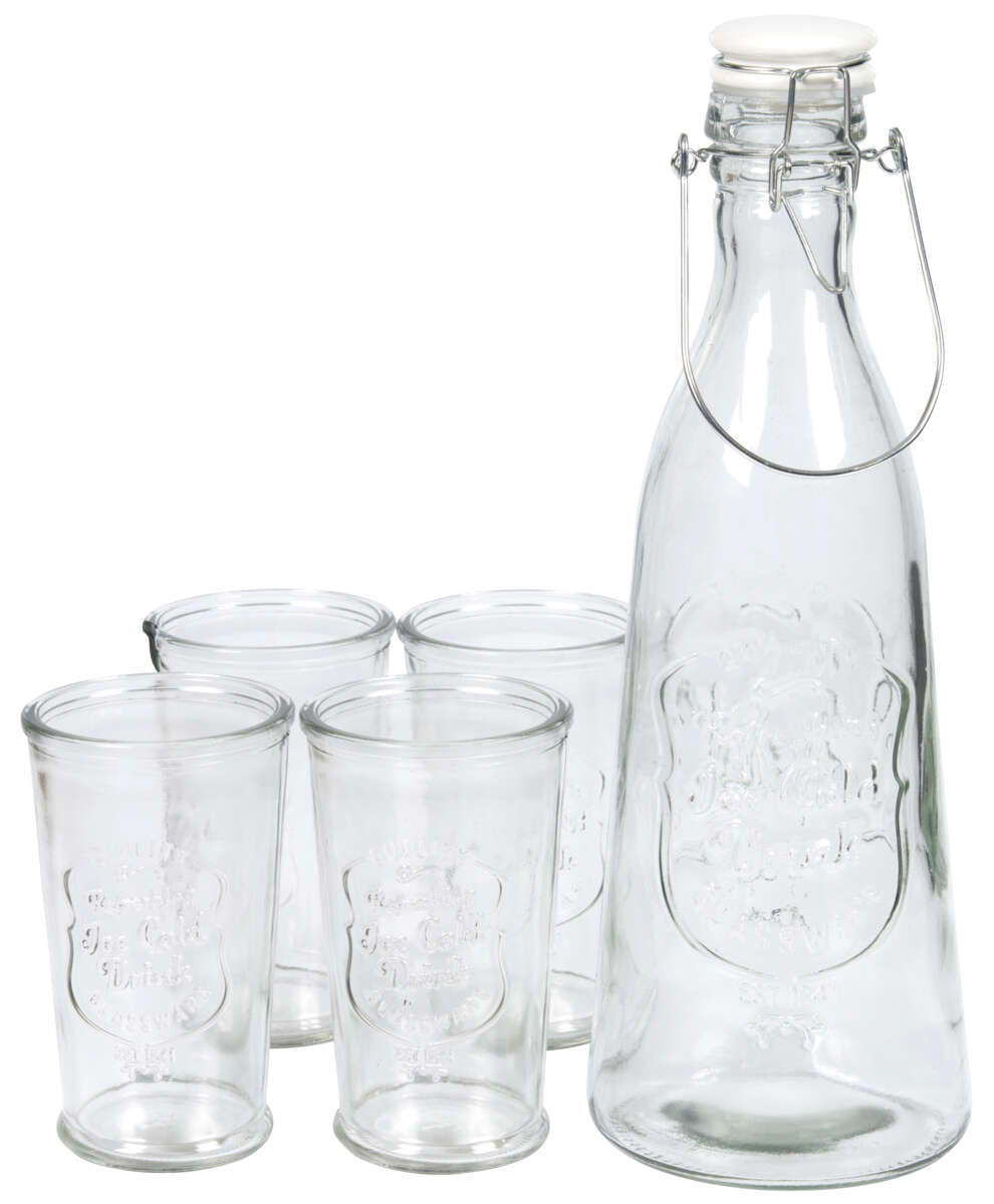 Vannkaraffel og 4 glass
