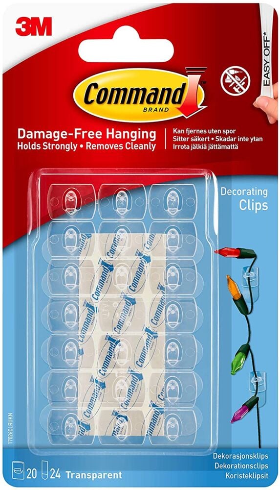 3M Command™ Clear dekorklips med Clear strips
