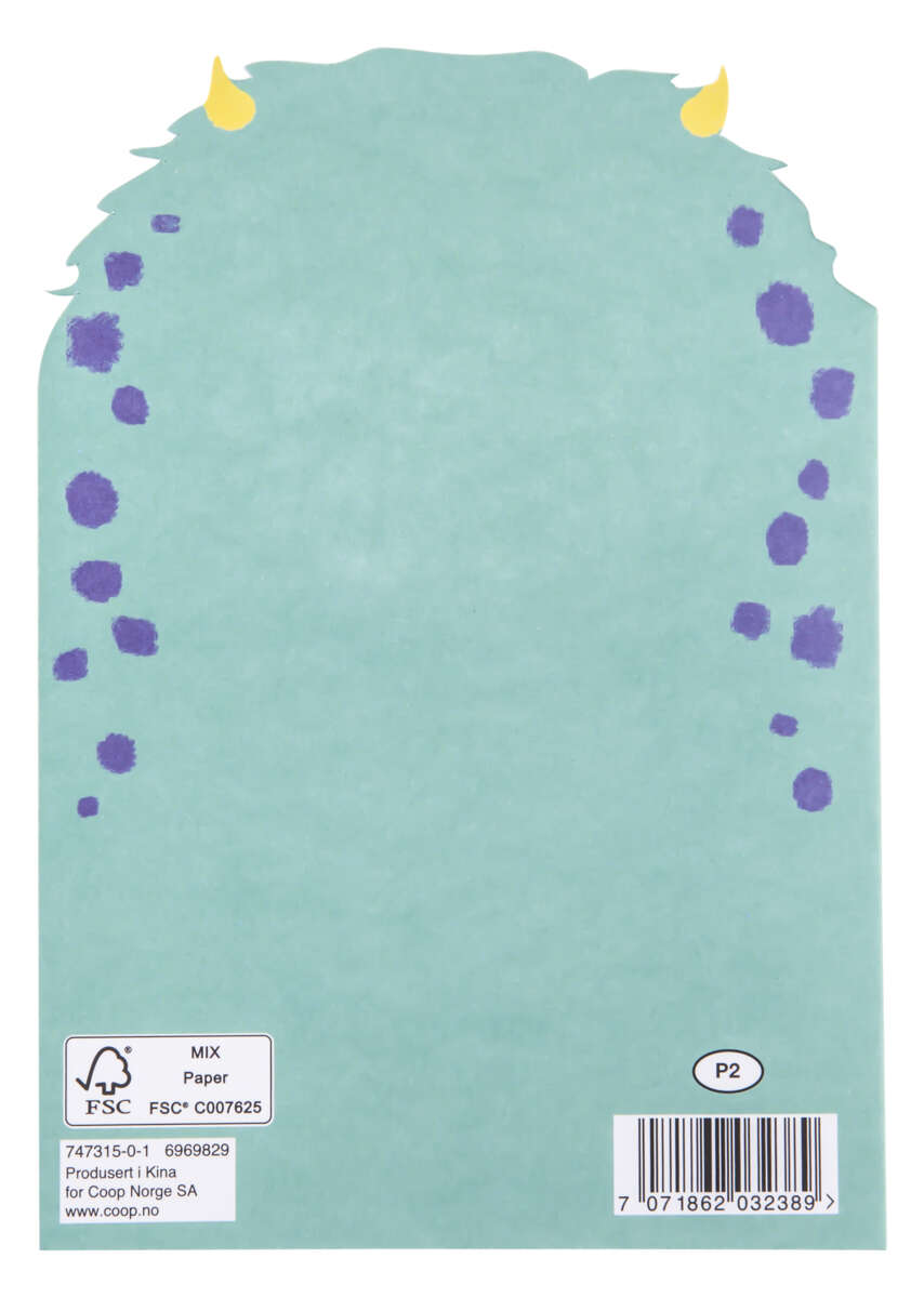 Kort 5 år Happy Monster