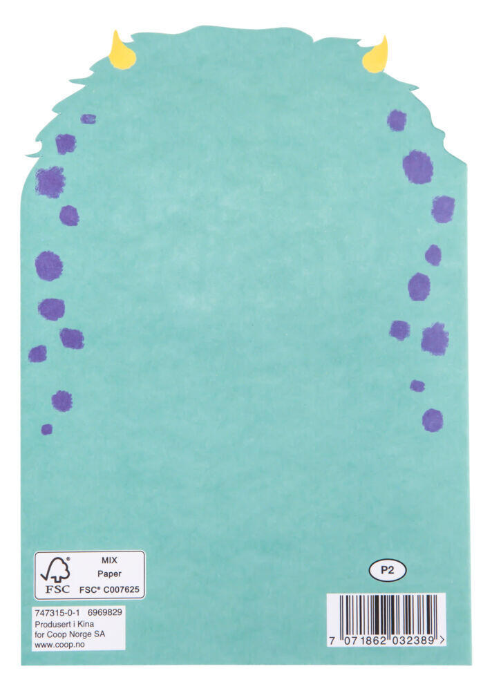 Kort 5 år Happy Monster