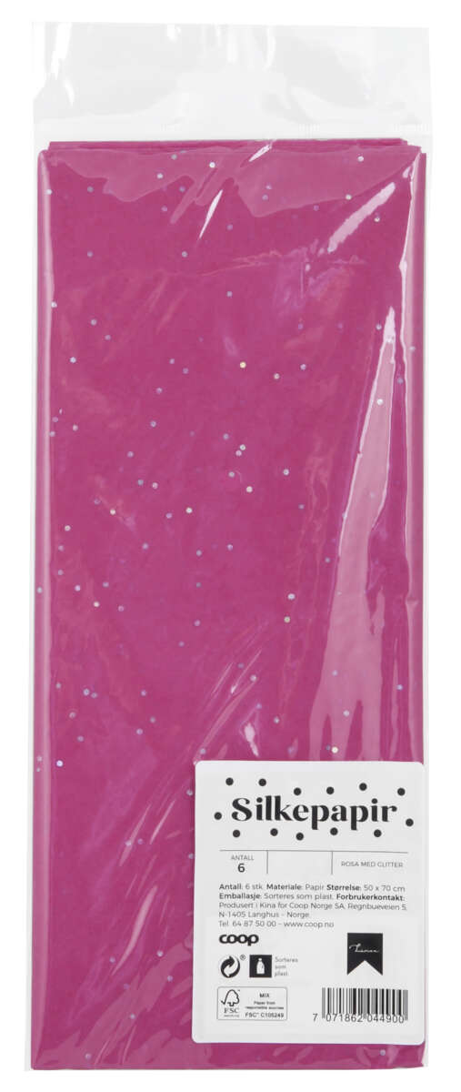 Silkepapir med glitter 6pk