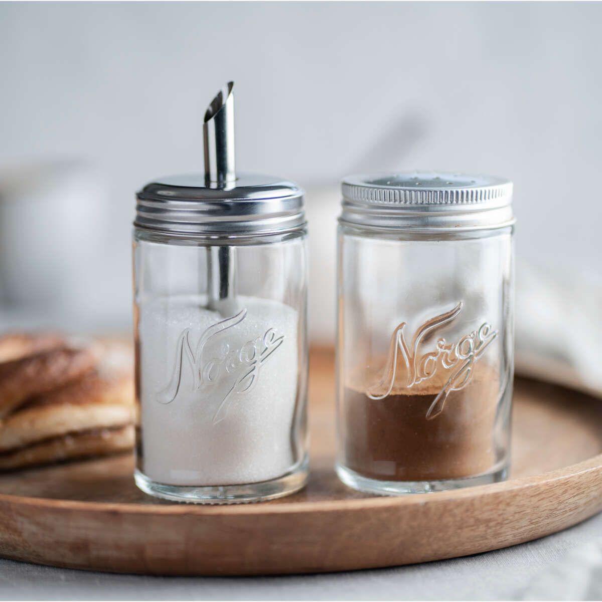 Hadeland Glassverk Norgesglasset sukker og kanel sett